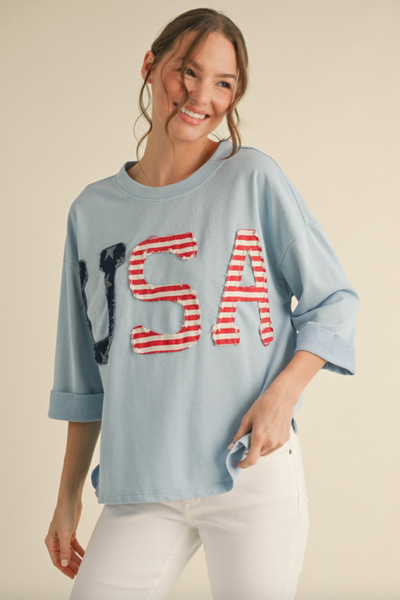 USA 3/4 Sleeve Top