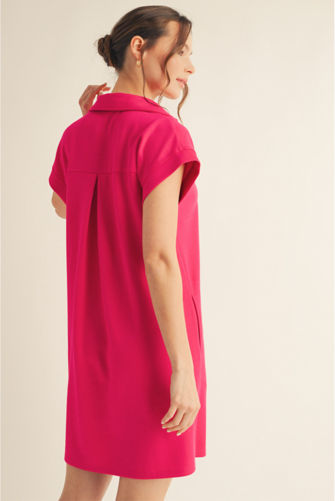 red shift dress v neck Intense Red bell sleeve v-neck Shift Dress