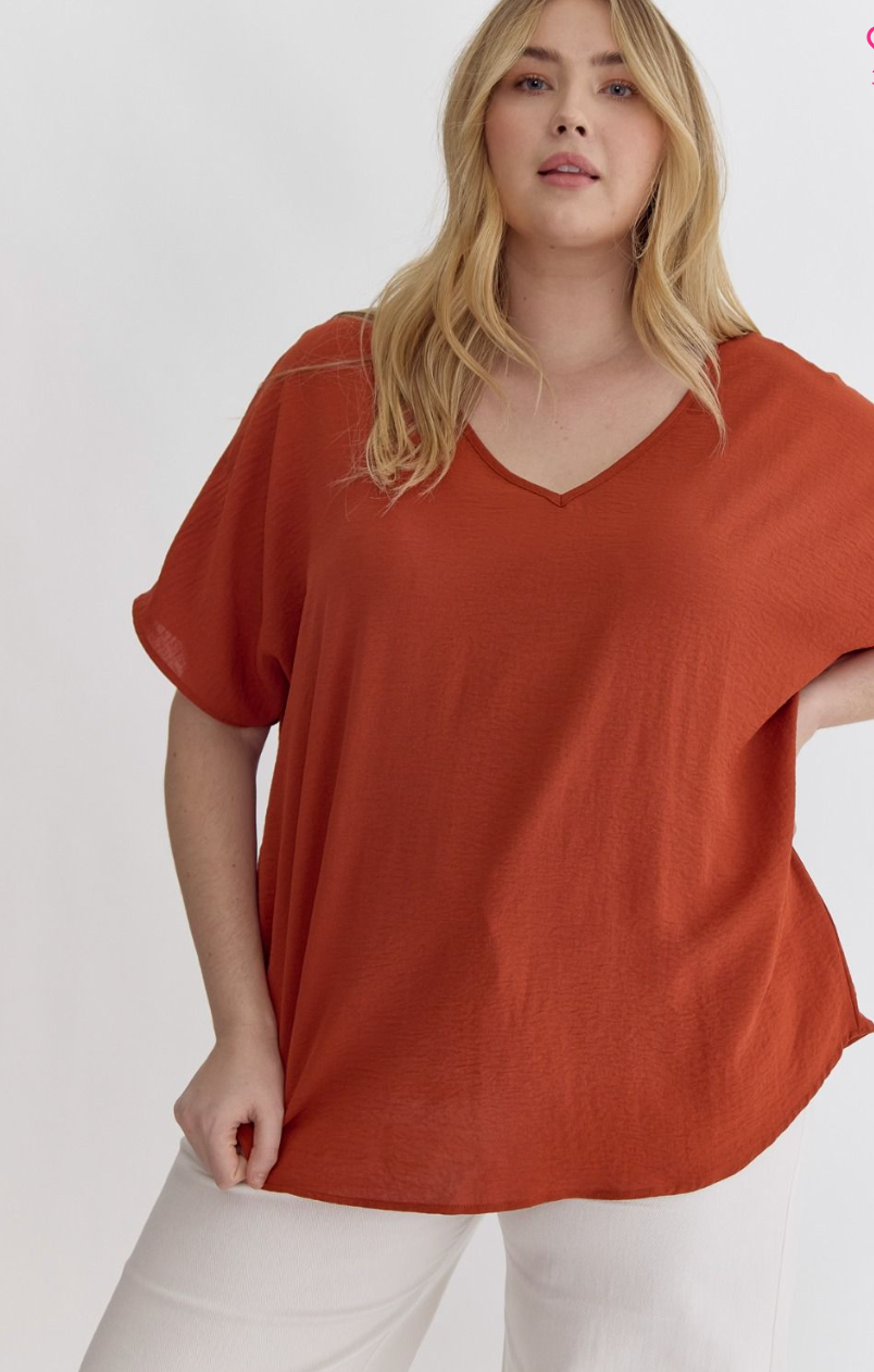Lizzy V Neck Plus Size Top