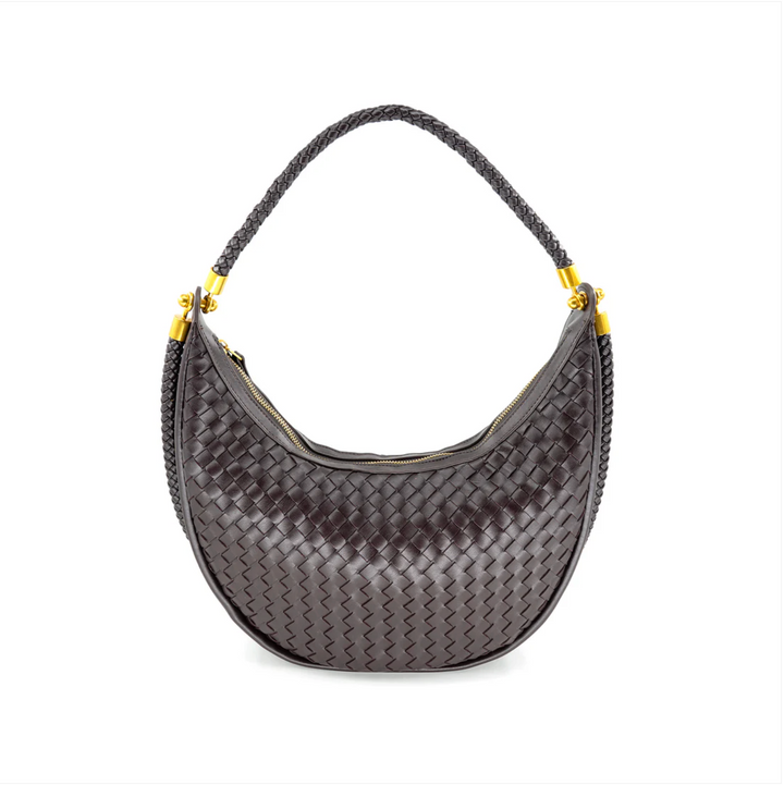 Woven Faux Leather Hobo Handbag