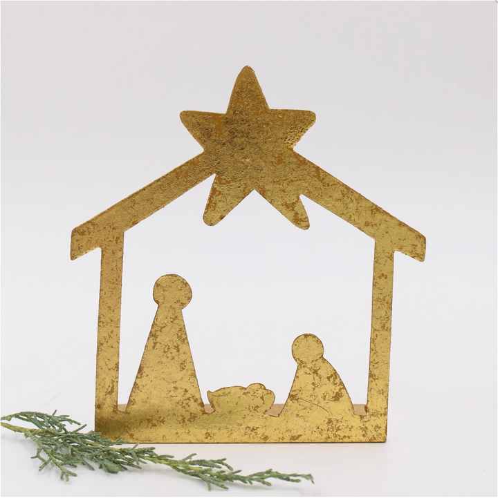 6" Gold Nativity Silhouette Tabletop Ornament