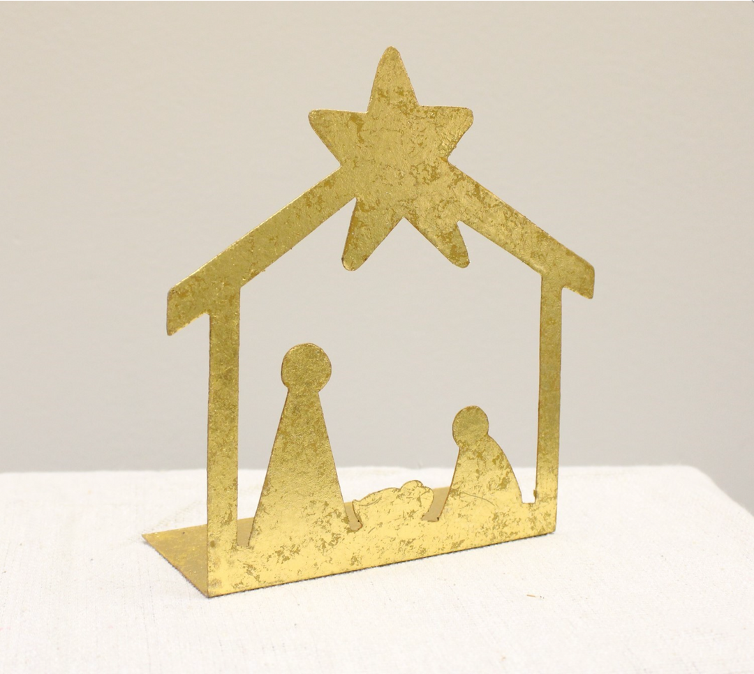 6" Gold Nativity Silhouette Tabletop Ornament