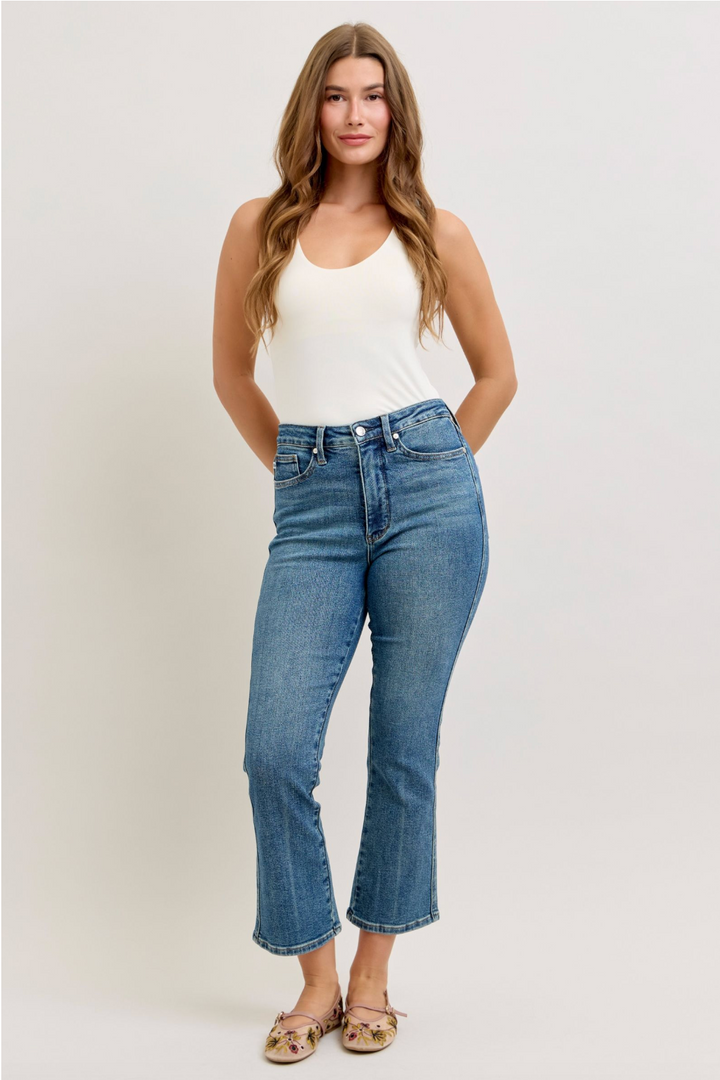 Evie High Waist Kick Flare Jeans - Tummy Control Denim