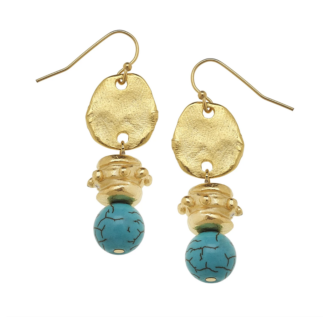 Susan Shaw Bentley Gold Earrings Sodalite