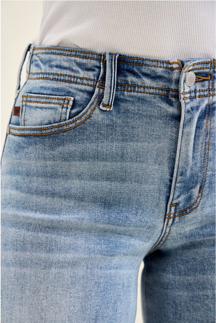 Judy Blue Mid-Rise Ankle Wide Leg Jeans with Hollywood Waistband
