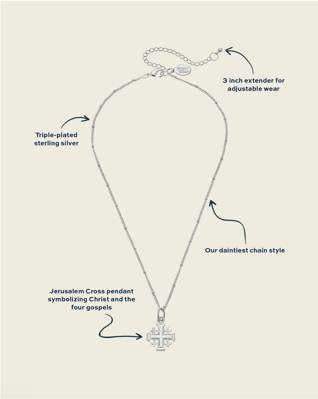 Susan Shaw Dainty Jerusalem Cross Necklace