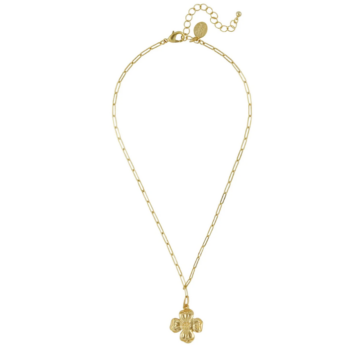 Susan Shaw Dogwood Paperclip Necklace - 24kt Gold Plated Chain