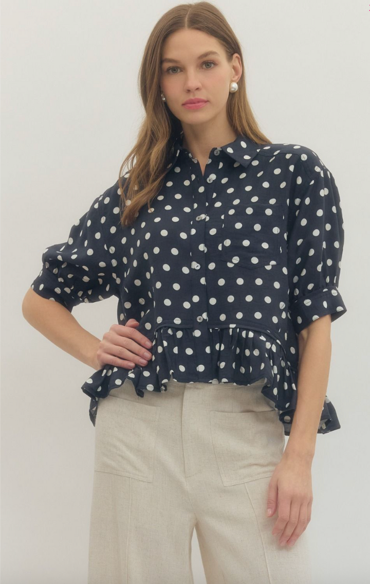 Lucy Polka Dot Short Sleeve Top