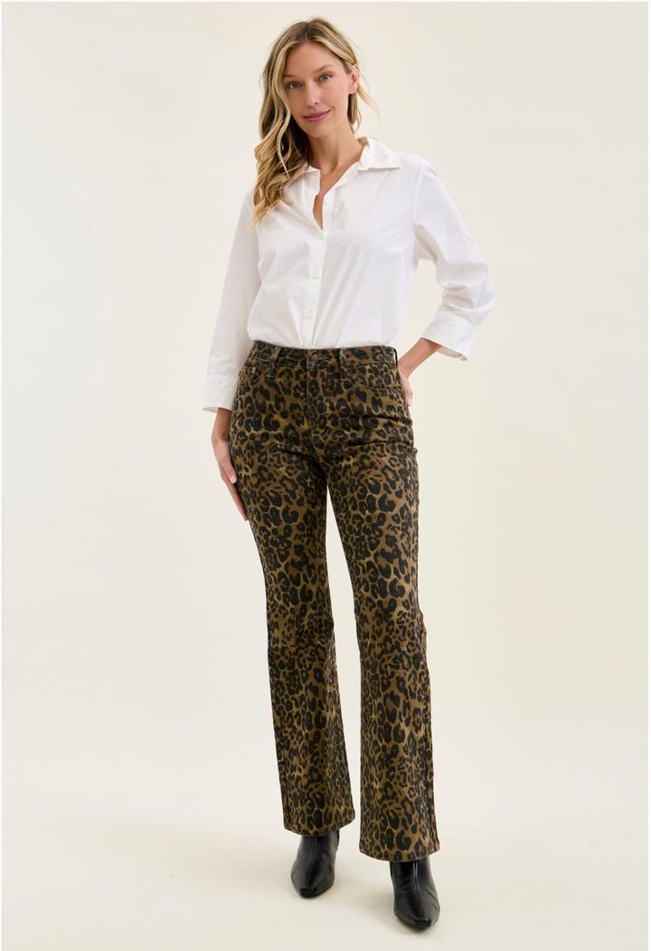 Jules Leopard Print High Waist Bootcut Jeans – Judy Blue