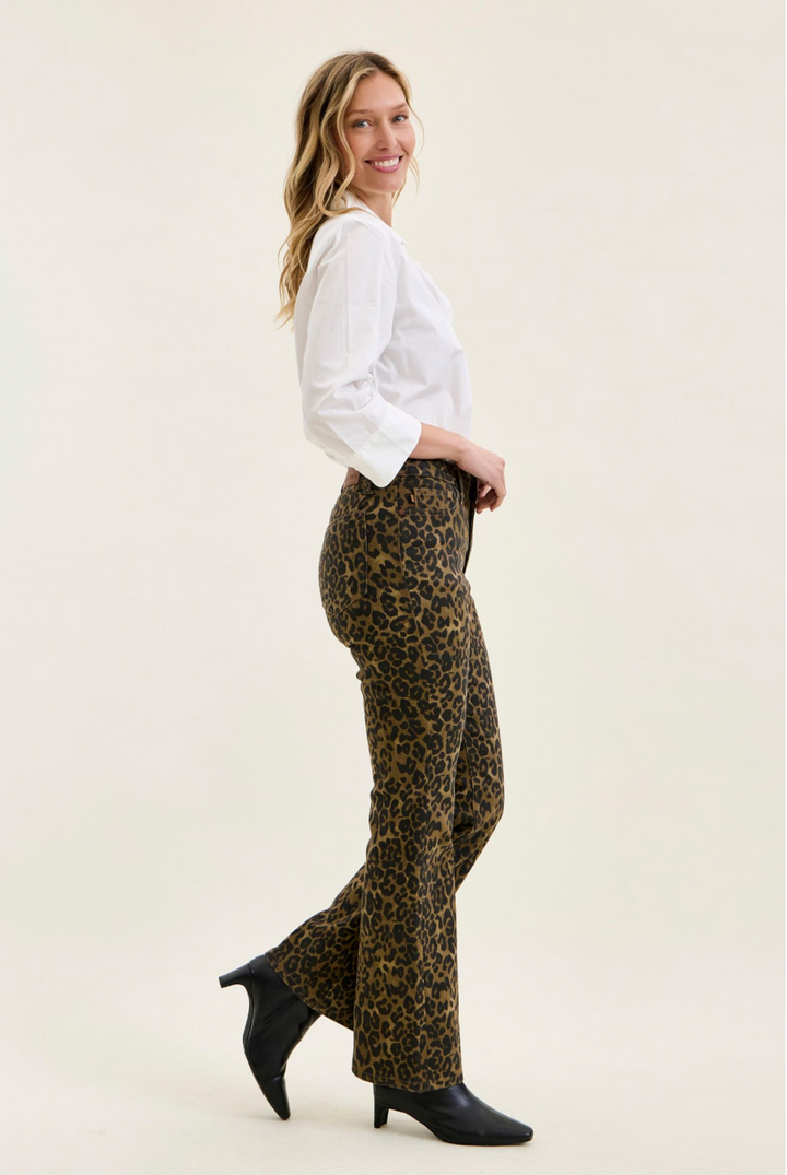 Jules Leopard Print High Waist Bootcut Jeans – Judy Blue