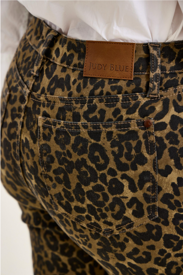 Jules Leopard Print High Waist Bootcut Jeans – Judy Blue