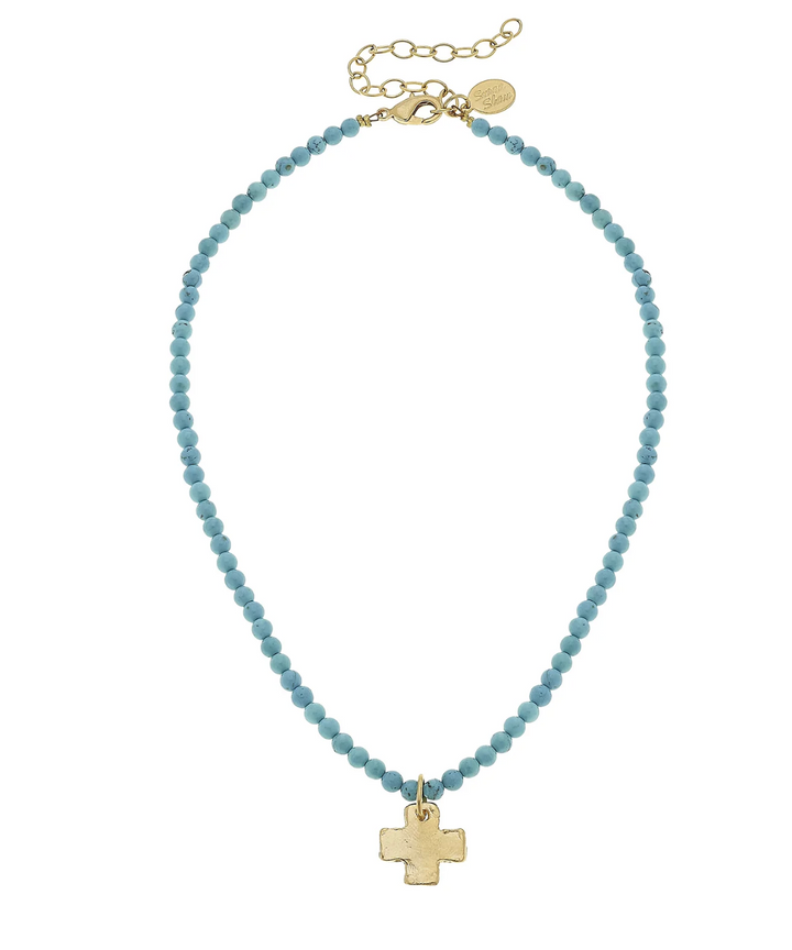 Susan Shaw Alys Cross Necklace | Semi-Precious Stone Layering Necklace