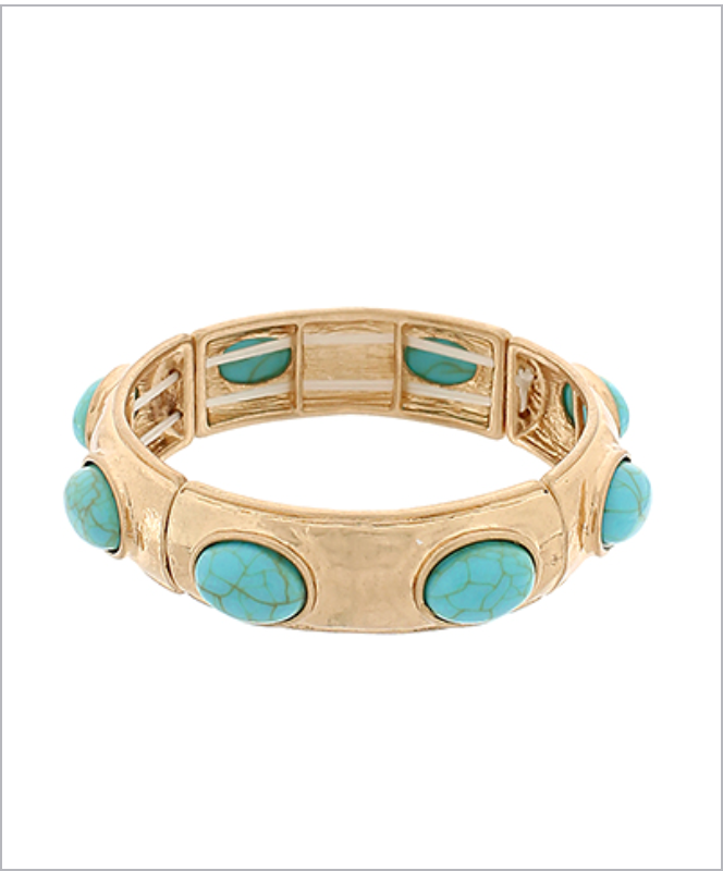 Melanie Gold Hammered Turquoise Stretch Bracelet