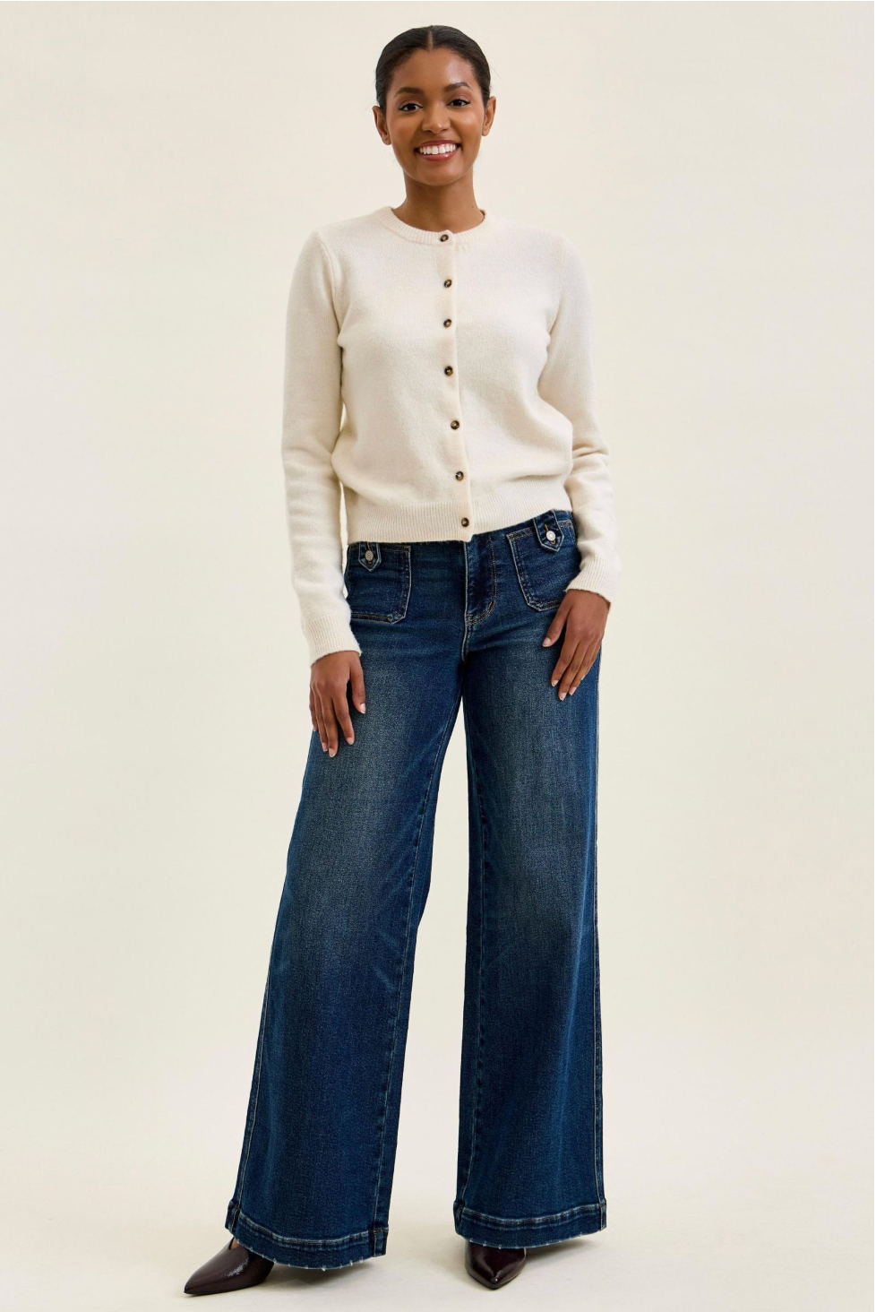 Judy Blue High Waist LUX Retro Wide Leg Jeans | DK Retro Fade Indigo