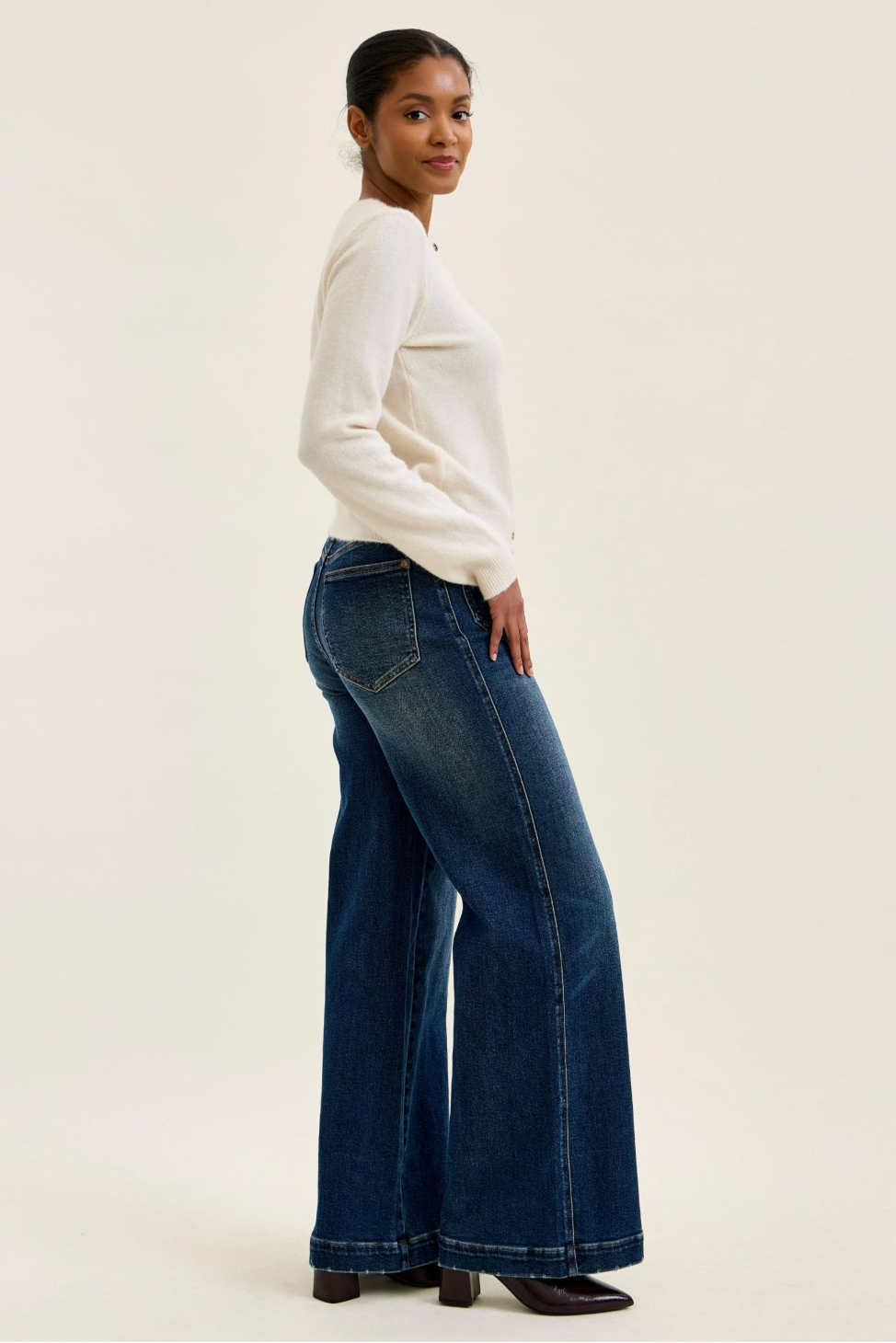 Judy Blue High Waist LUX Retro Wide Leg Jeans | DK Retro Fade Indigo