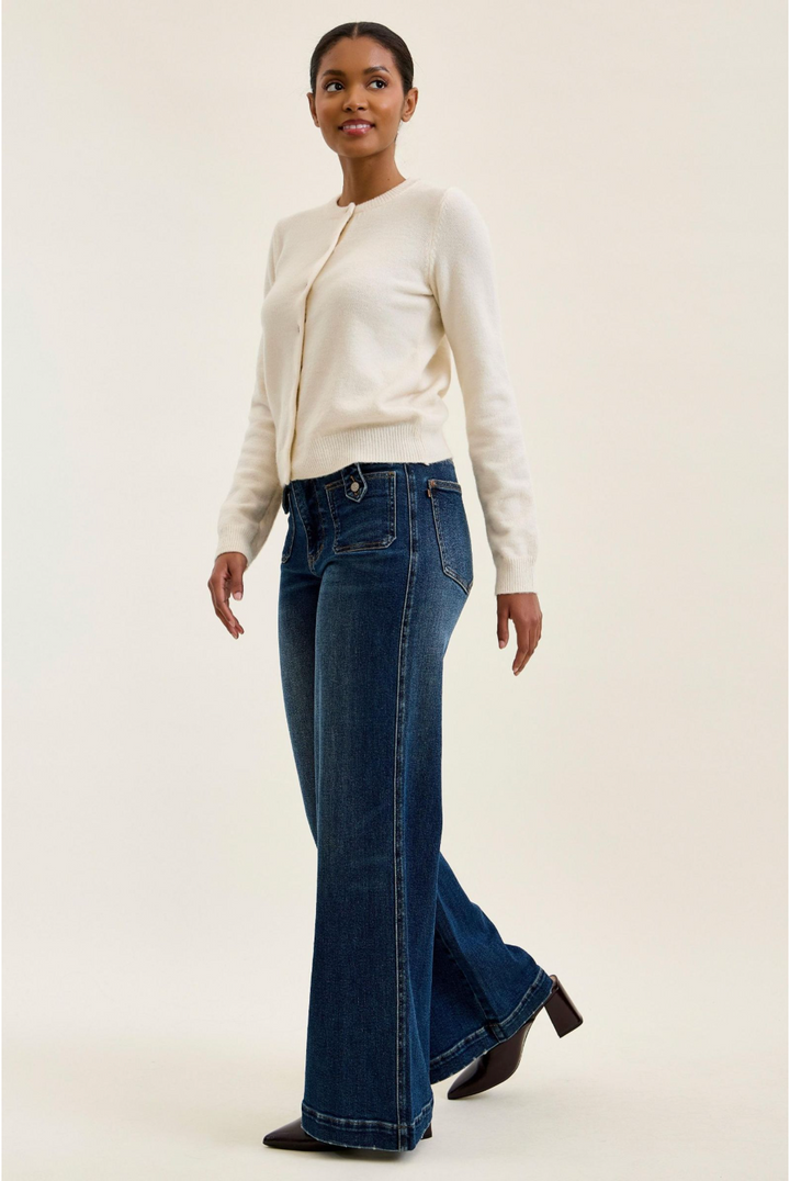 Judy Blue High Waist LUX Retro Wide Leg Jeans | DK Retro Fade Indigo
