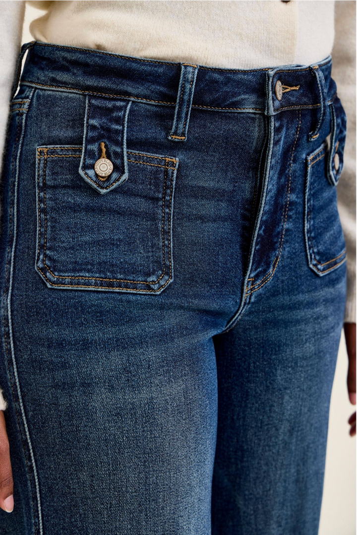 Judy Blue High Waist LUX Retro Wide Leg Jeans | DK Retro Fade Indigo