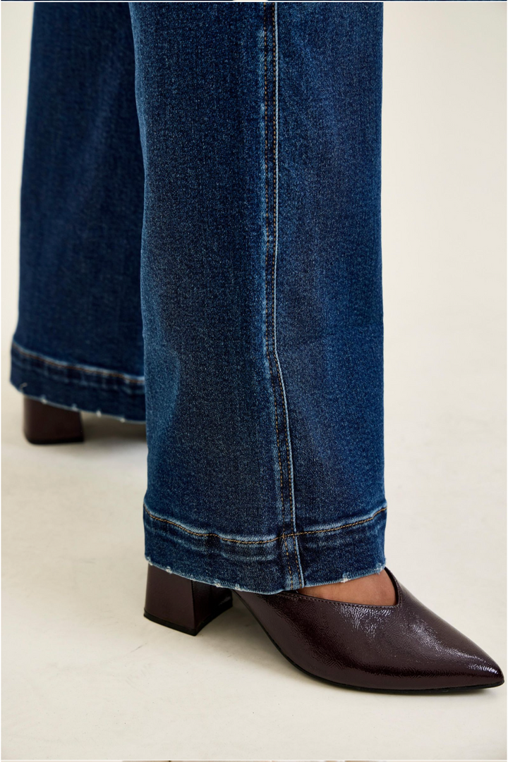 Judy Blue High Waist LUX Retro Wide Leg Jeans | DK Retro Fade Indigo