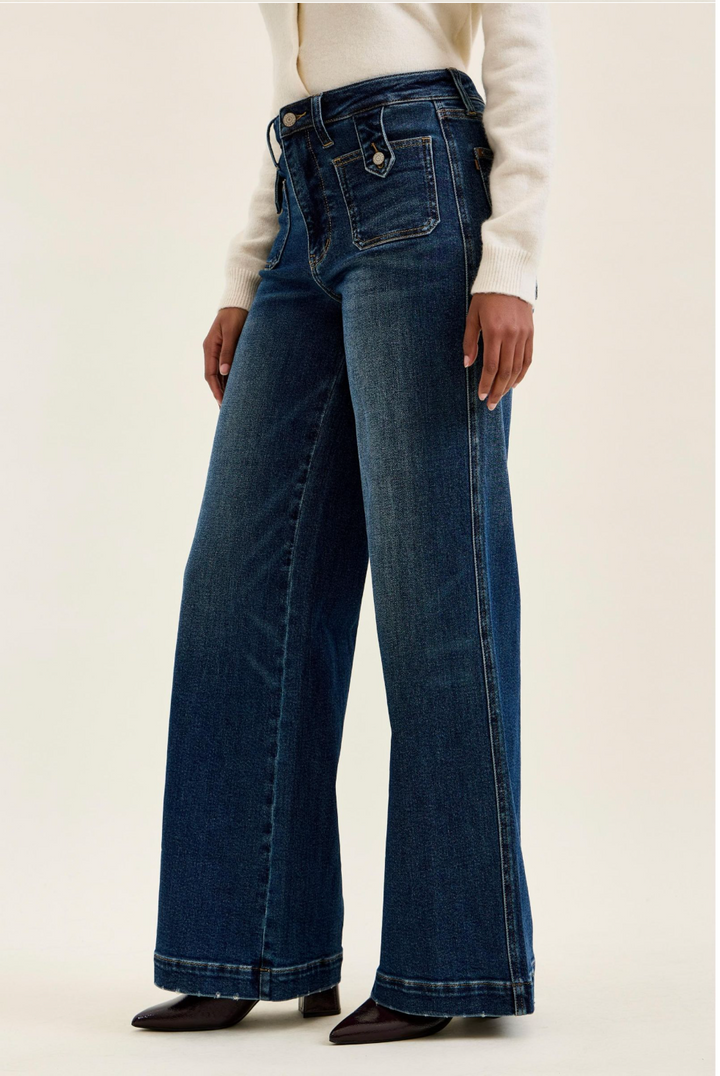 Judy Blue High Waist LUX Retro Wide Leg Jeans | DK Retro Fade Indigo