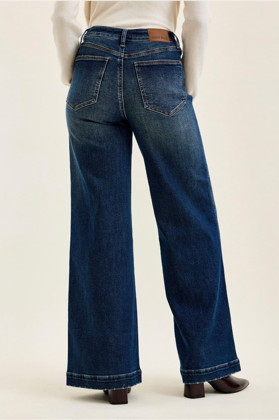 Judy Blue High Waist LUX Retro Wide Leg Jeans | DK Retro Fade Indigo