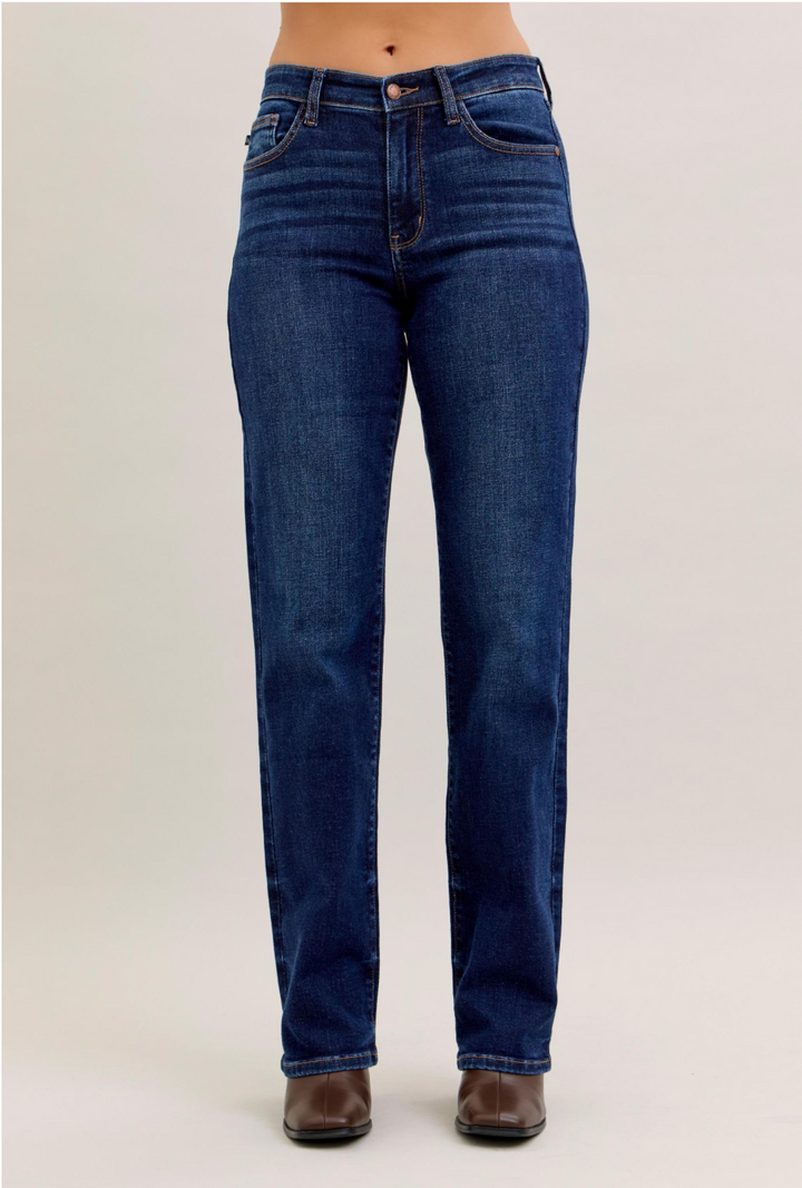 Alicia Mid Rise Straight Jeans | Judy Blue Dark Wash Denim