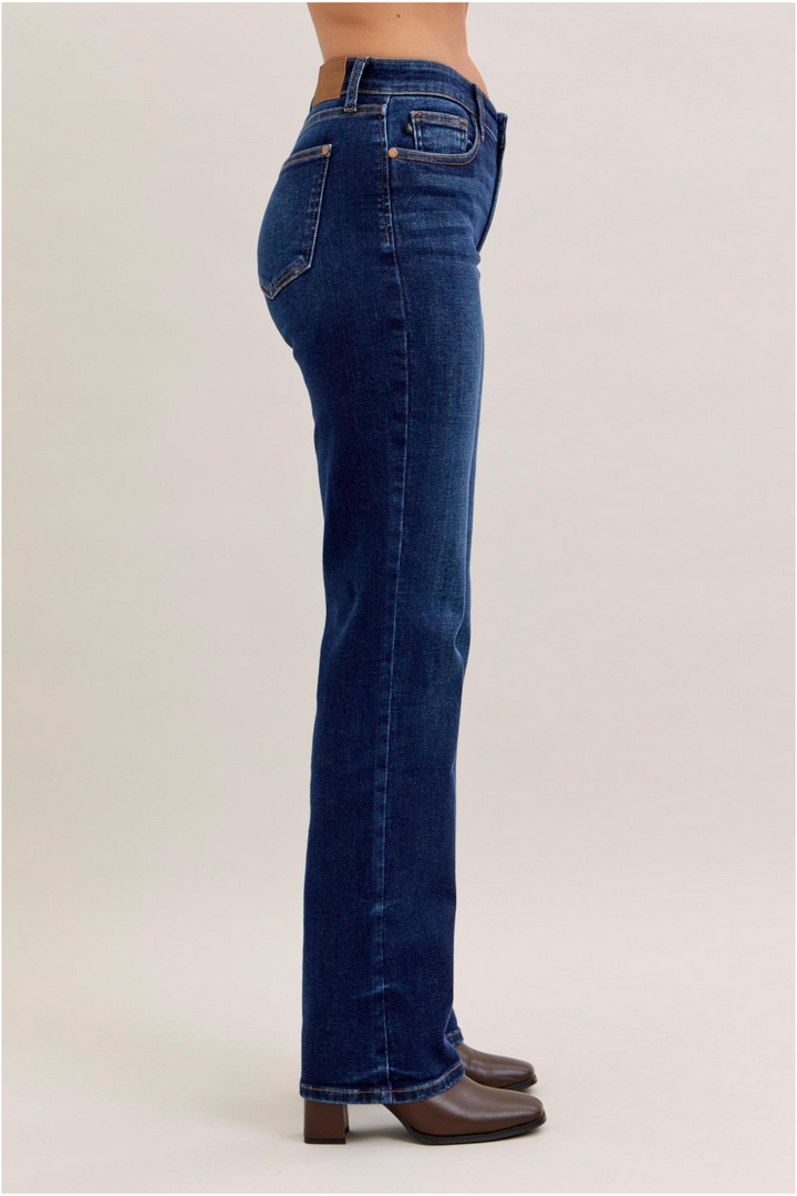 Alicia Mid Rise Straight Jeans | Judy Blue Dark Wash Denim