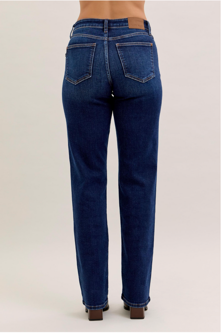 Alicia Mid Rise Straight Jeans | Judy Blue Dark Wash Denim