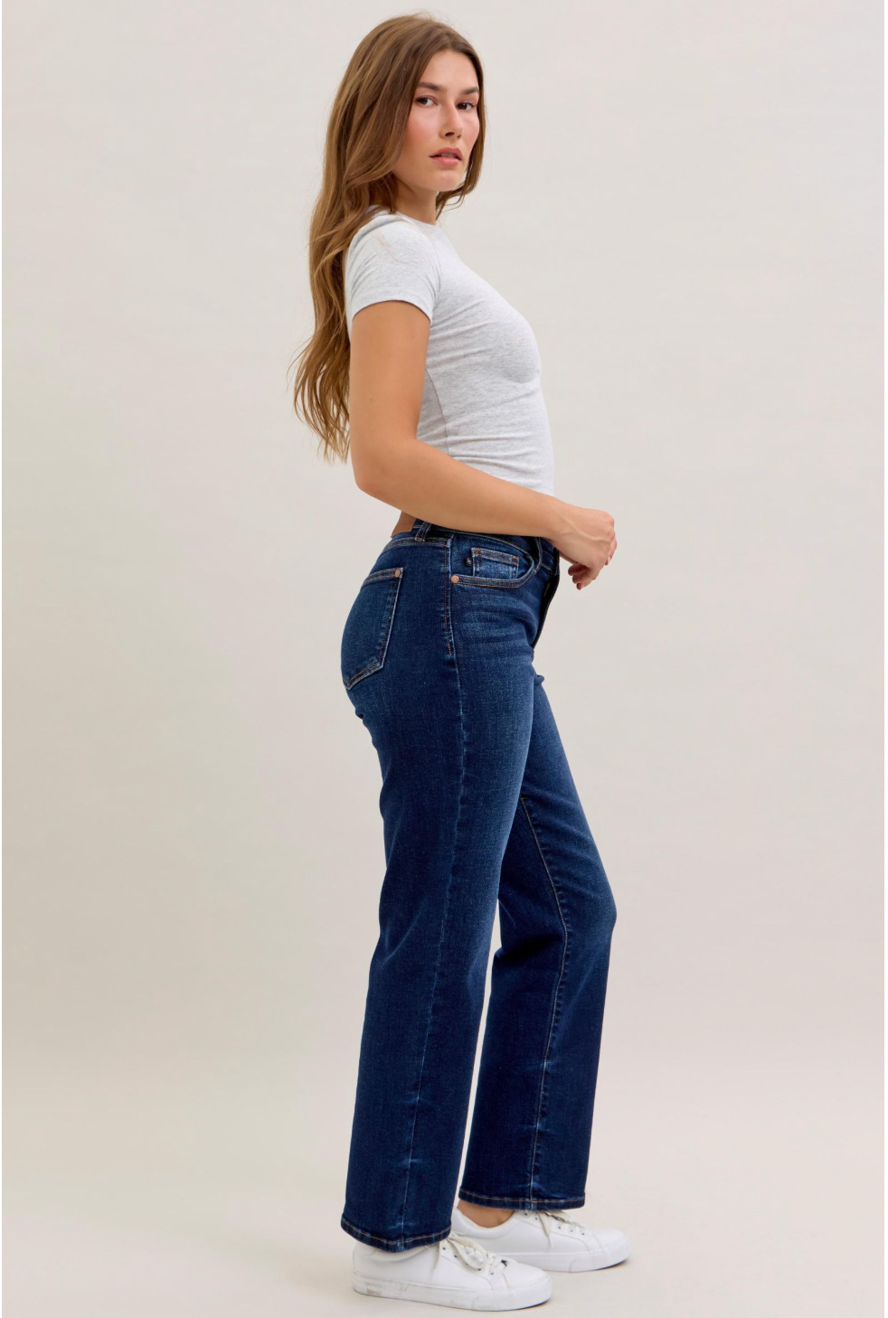Alicia Mid Rise Straight Jeans | Judy Blue Dark Wash Denim