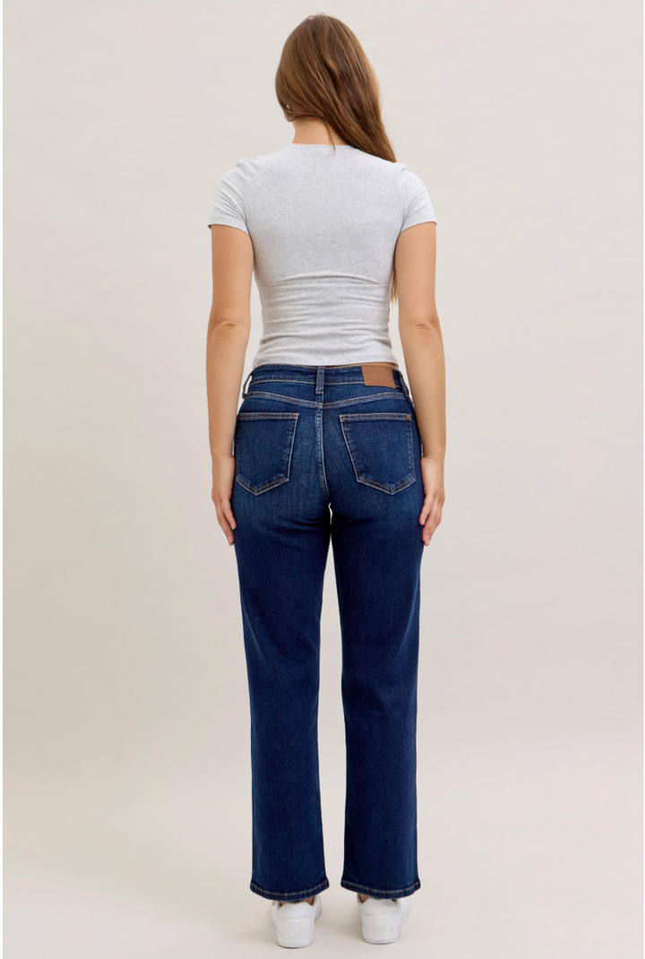 Alicia Mid Rise Straight Jeans | Judy Blue Dark Wash Denim