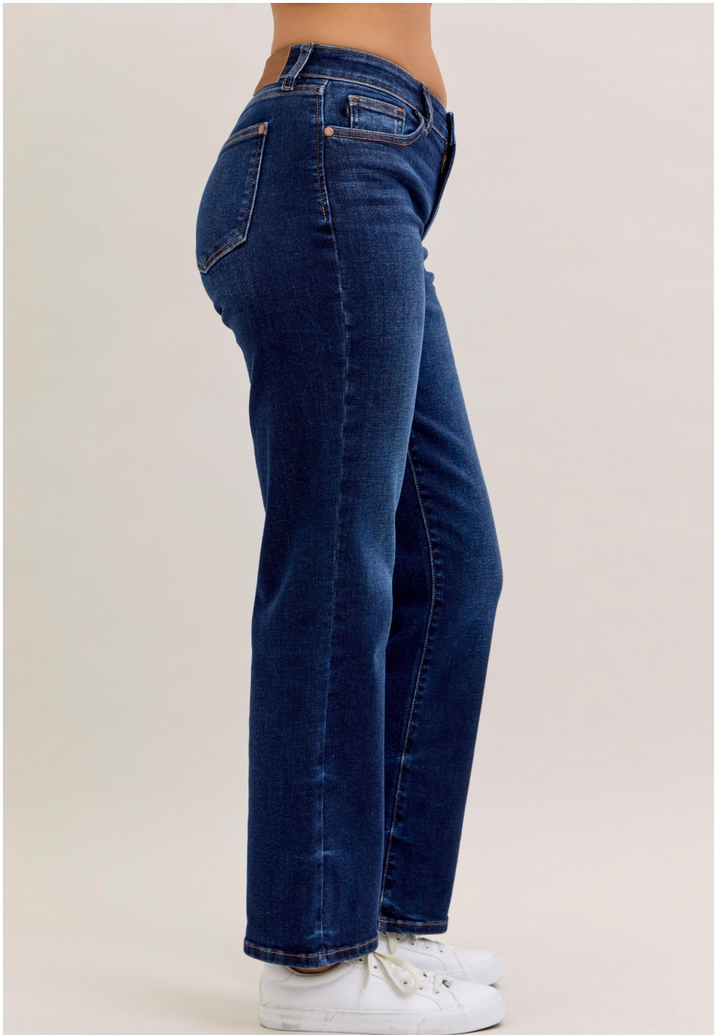 Alicia Mid Rise Straight Jeans | Judy Blue Dark Wash Denim