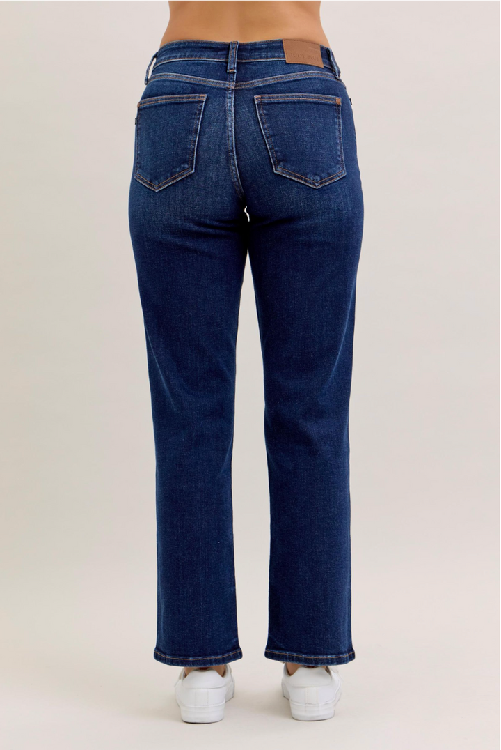 Alicia Mid Rise Straight Jeans | Judy Blue Dark Wash Denim