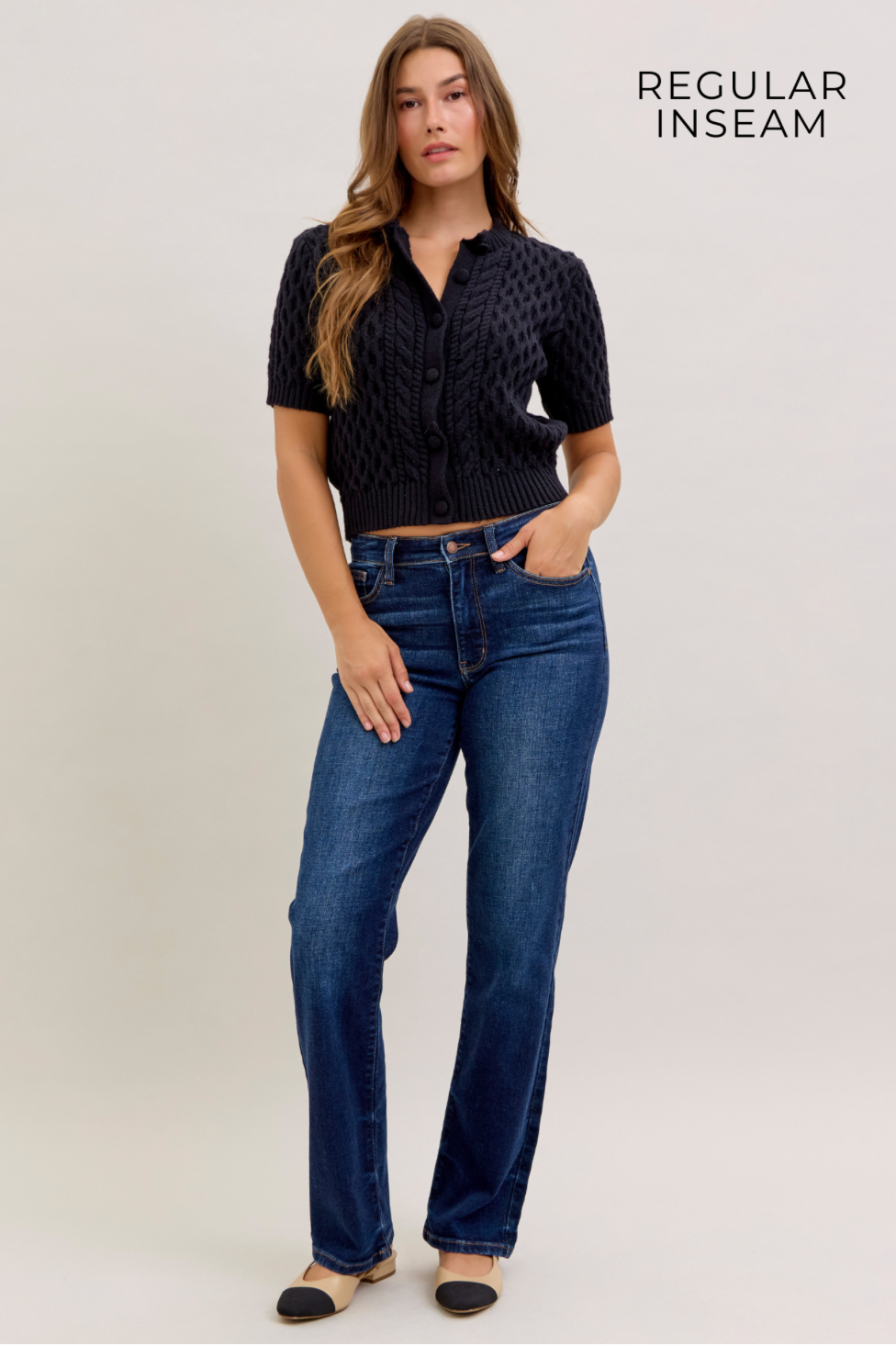 Alicia Mid Rise Straight Jeans | Judy Blue Dark Wash Denim