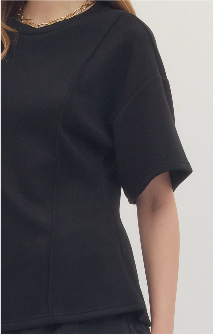 Emma Solid Black Short Sleeve Top