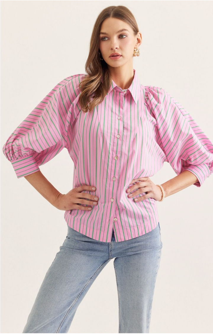 Elle Stripe 3/4 Sleeve Top