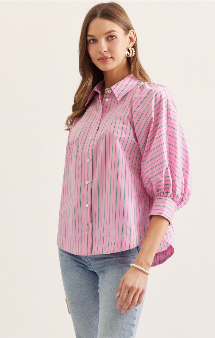 Elle Stripe 3/4 Sleeve Top
