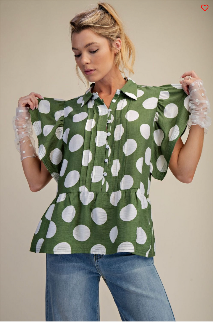 Hope Short Sleeve Polka Dot Top