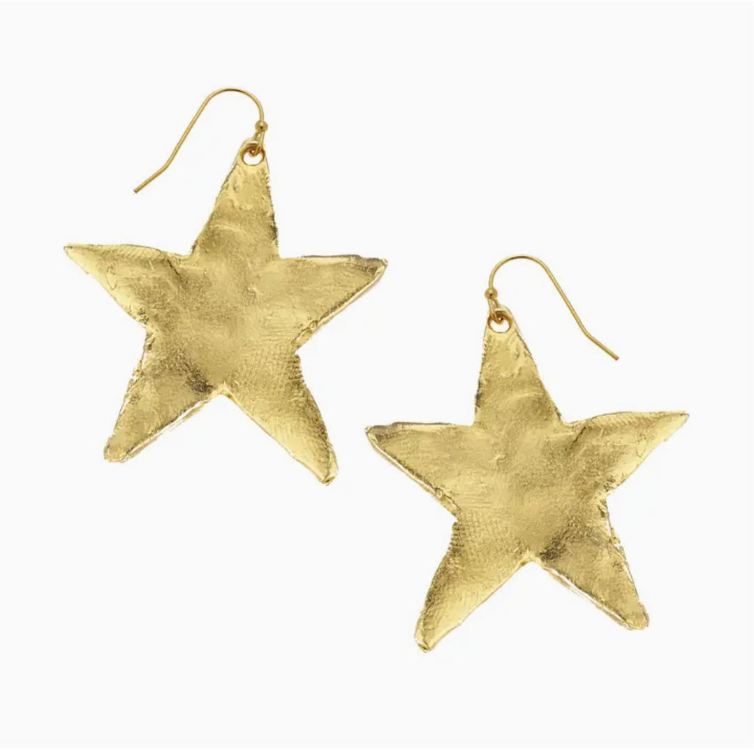 Susan Shaw Drop Gold Star Earrings