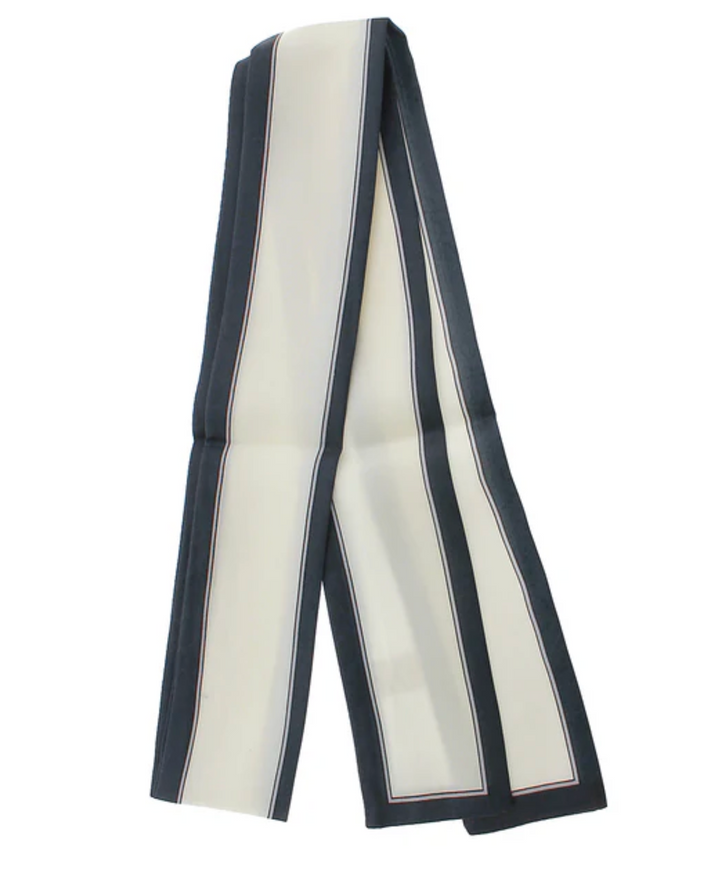 Line Border Twilly Scarf | Satin Feel Narrow Scarf