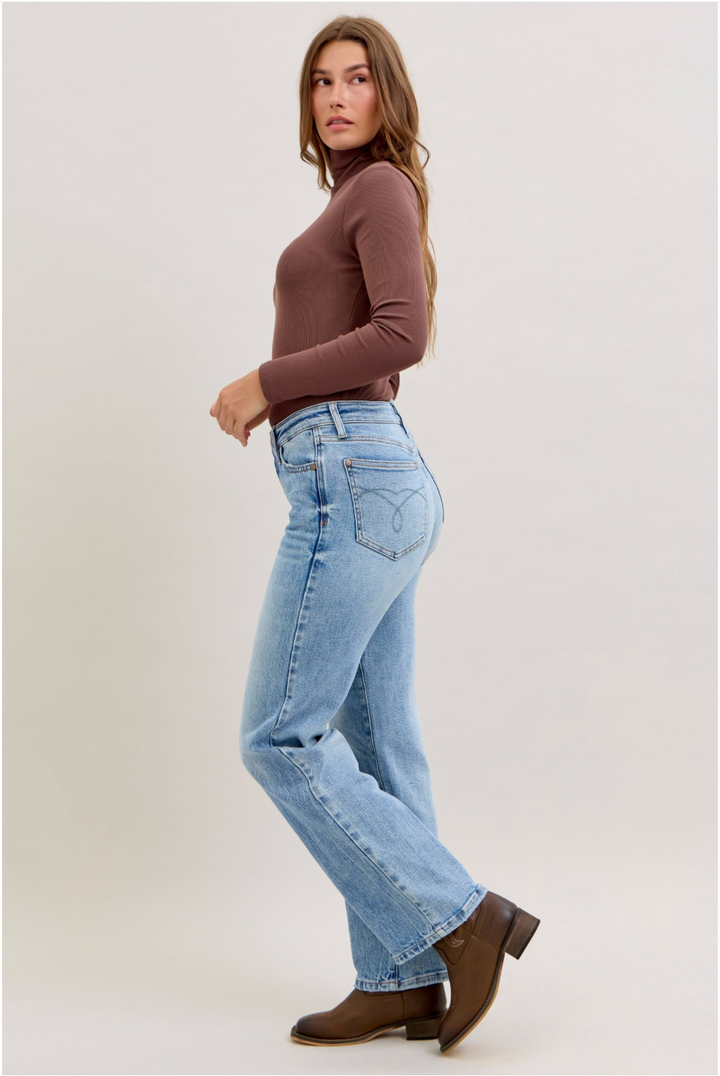 Judy Blue Claire Mid-Rise Rigid Straight Leg Jeans