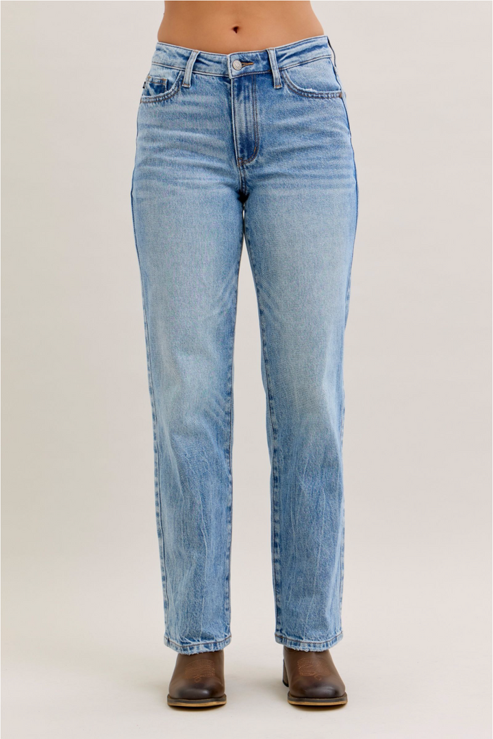 Judy Blue Claire Mid-Rise Rigid Straight Leg Jeans
