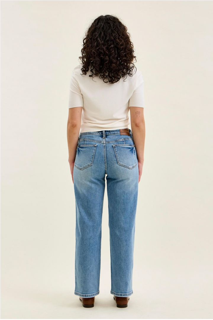 Valerie Mid Rise Petite Tummy Control Vintage Wash Jeans