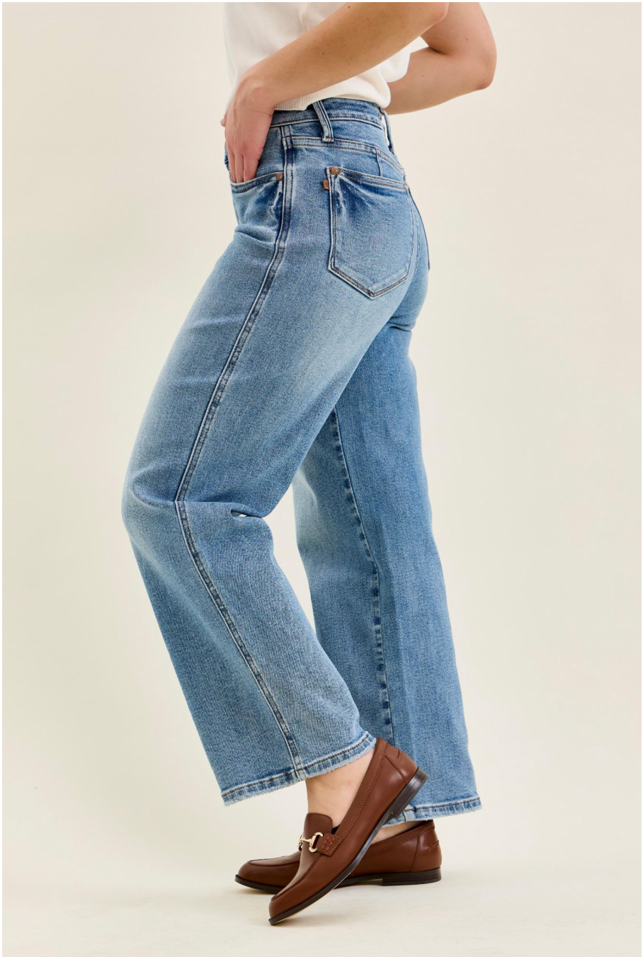 Valerie Mid Rise Petite Tummy Control Vintage Wash Jeans