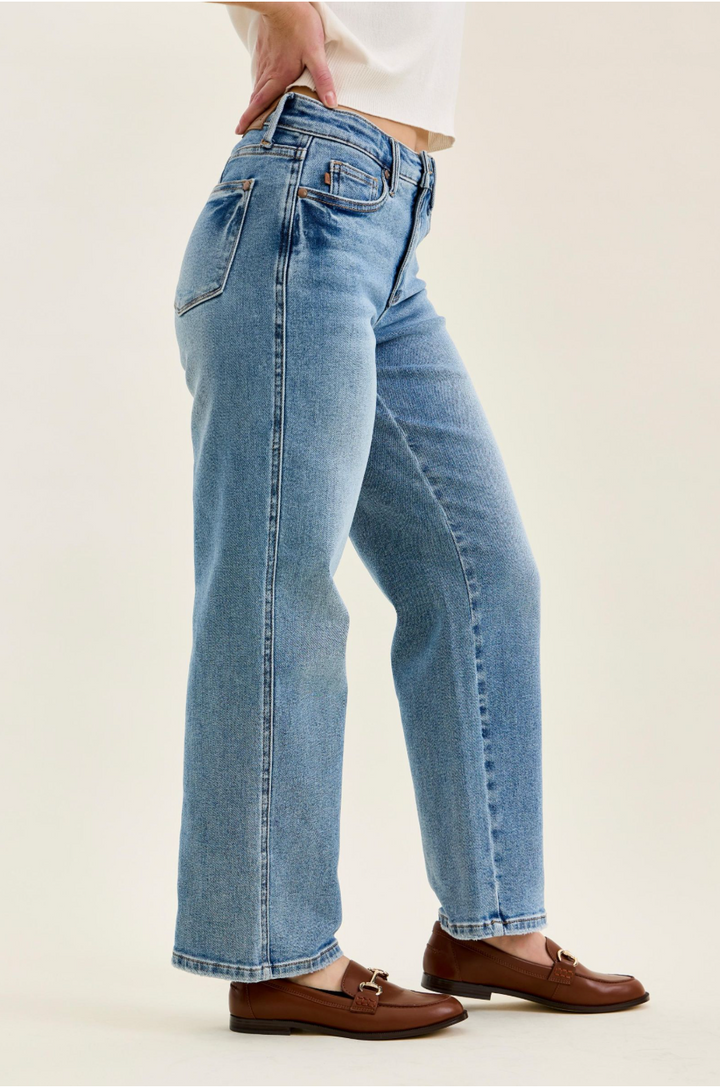 Valerie Mid Rise Petite Tummy Control Vintage Wash Jeans