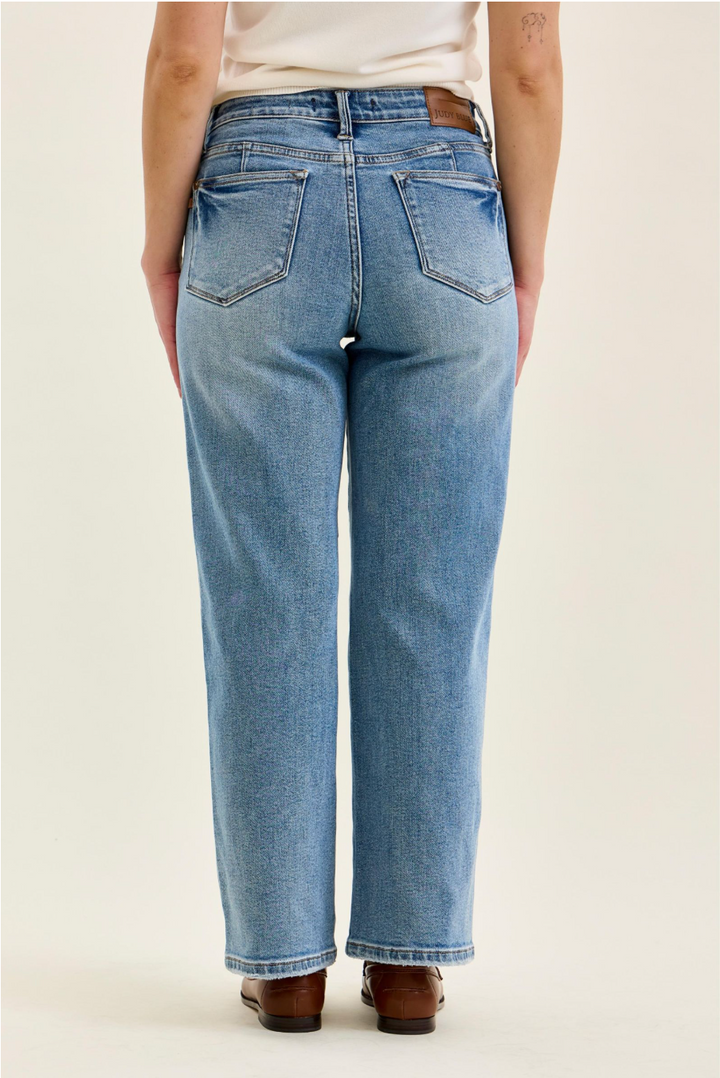 Valerie Mid Rise Petite Tummy Control Vintage Wash Jeans
