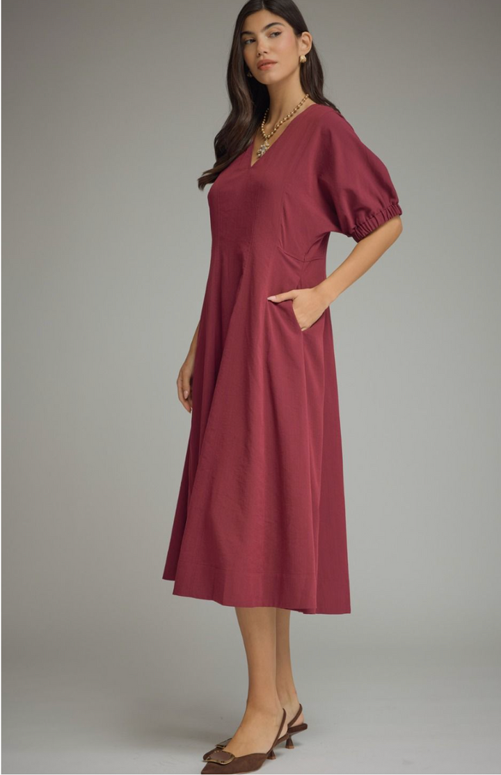 Mason Short Puff Sleeve Midi Dress