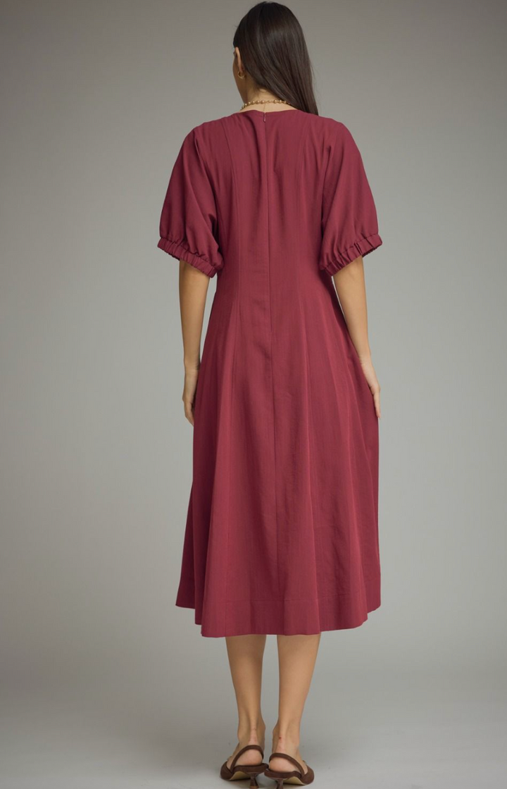 Mason Short Puff Sleeve Midi Dress