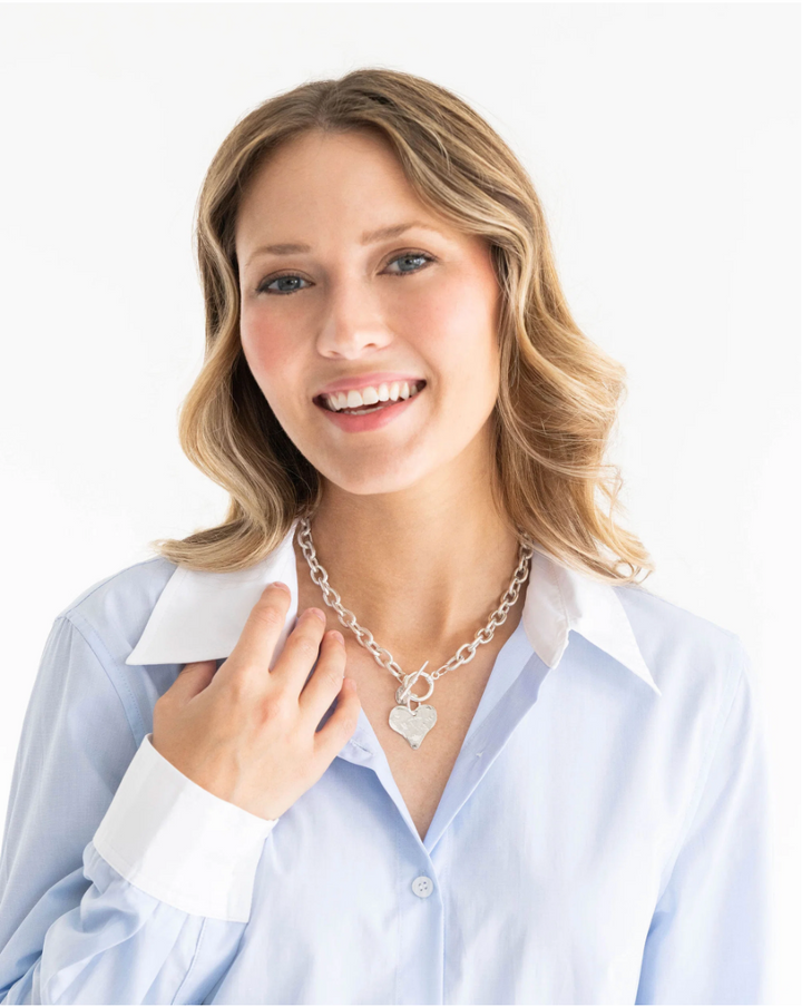 Susan Shaw Silver Heart Toggle Necklace
