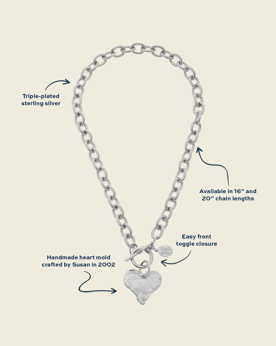Susan Shaw Silver Heart Toggle Necklace