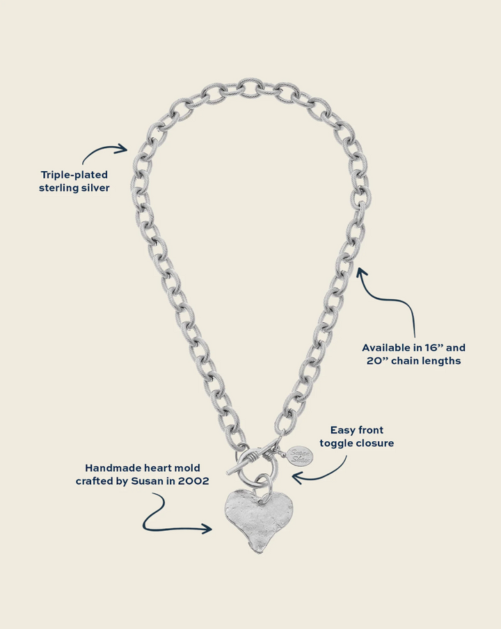 Susan Shaw Silver Heart Toggle Necklace