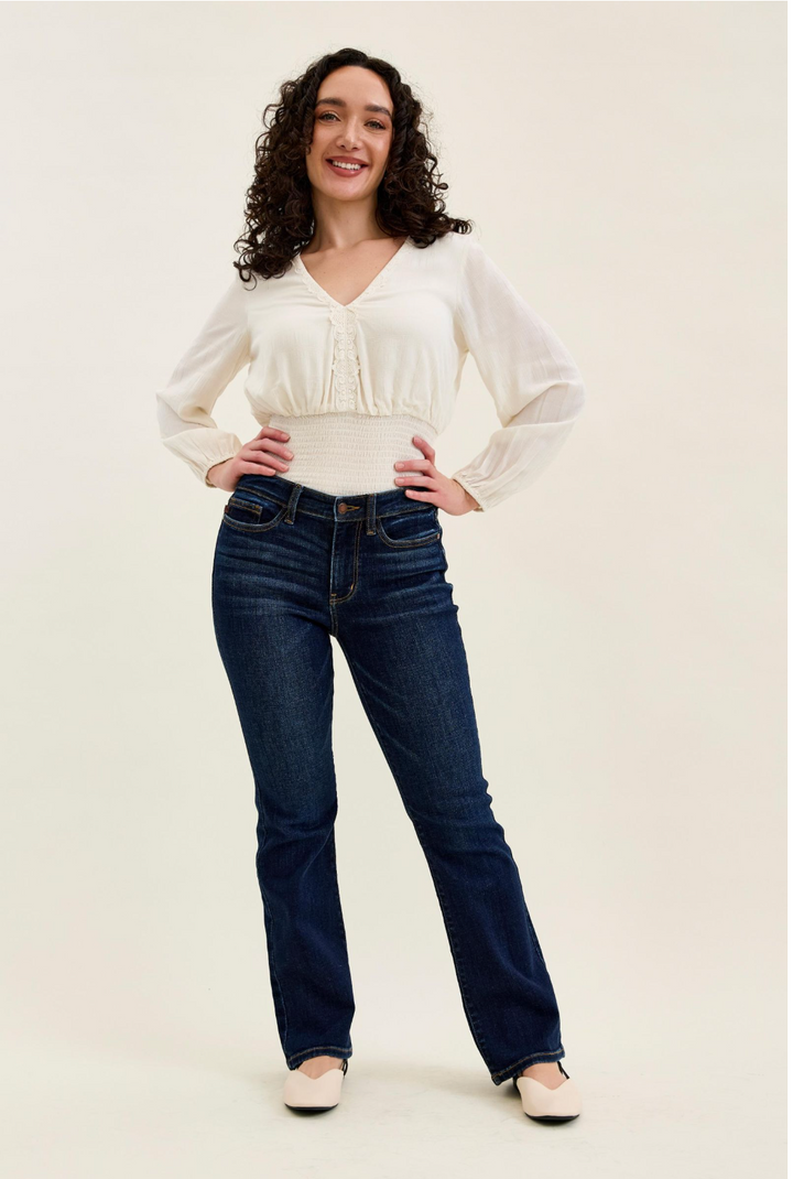 Carmen Dark Wash Bootcut Jeans by Judy Blue | Petite, Regular & Plus Sizes